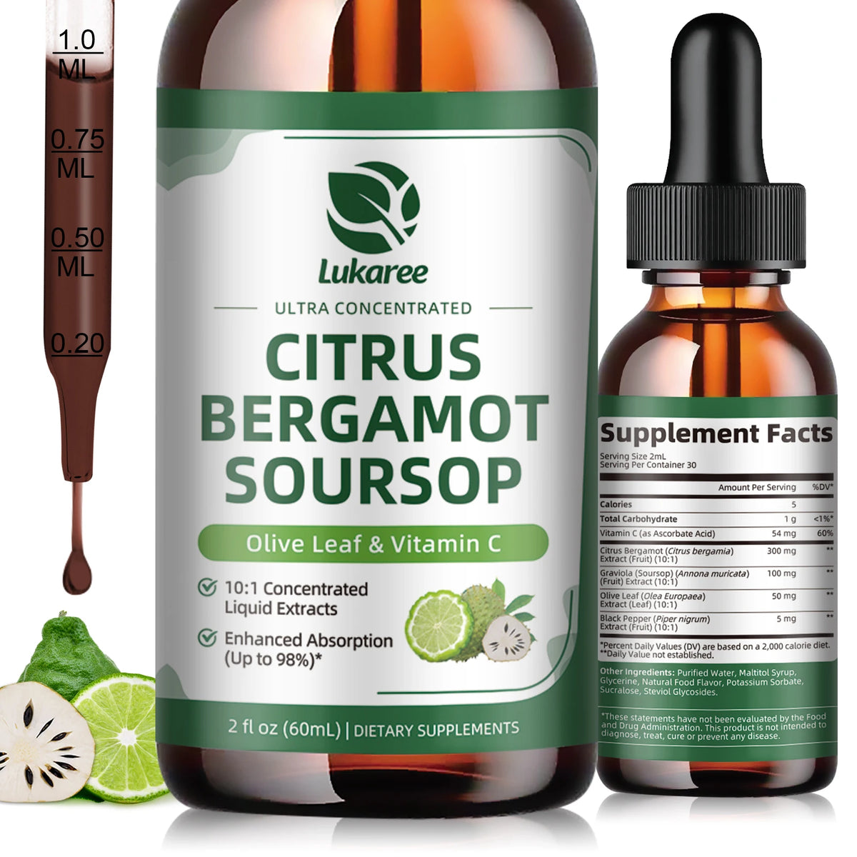 Beworths Citrus Bergamot Liquid Drops With Soursop Red Yeast Rice