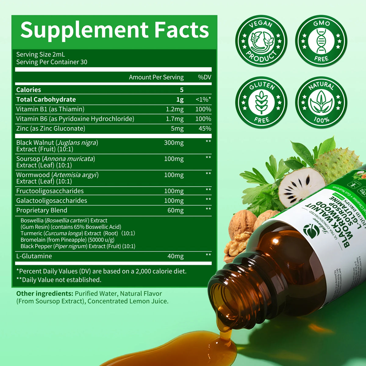 Beworths Wormwood Black Walnut Soursop Drops Gut Digestive Supplements