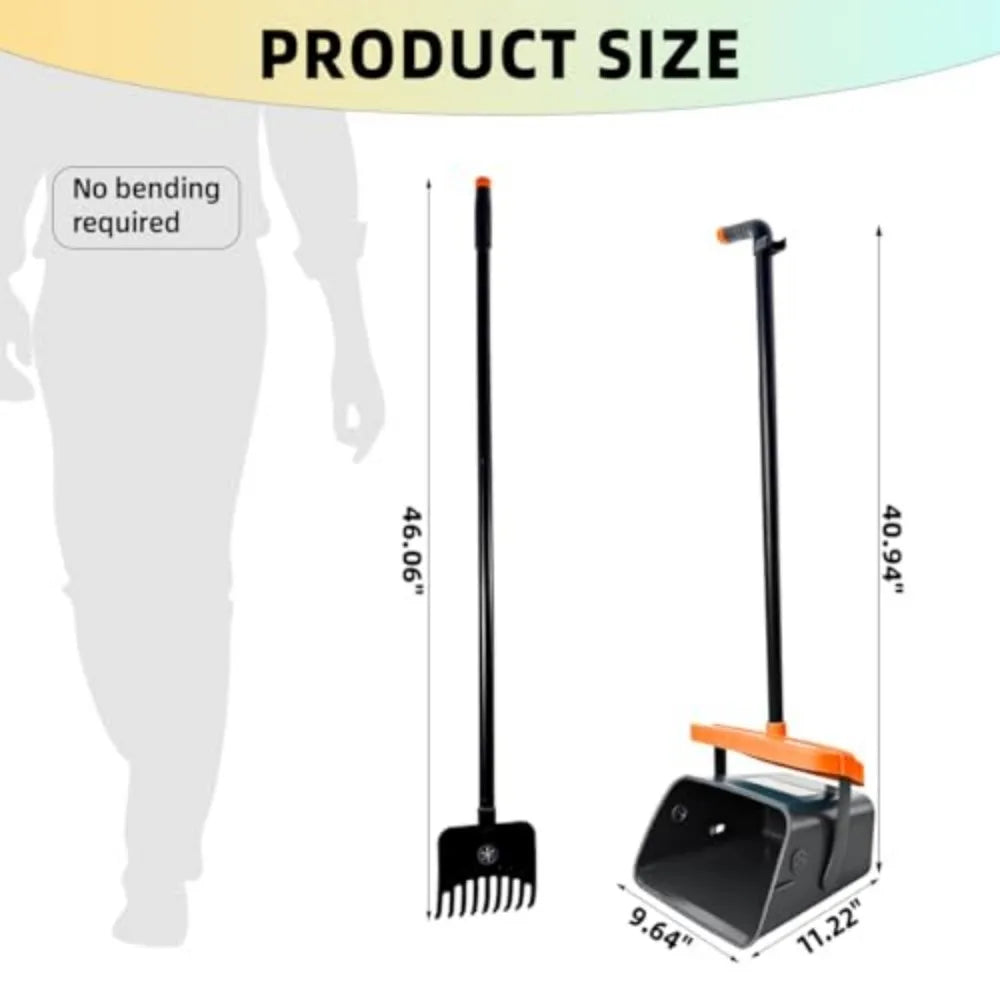 Retractable Long Handle Dog Poop Scooper With Swivel Trash Bin