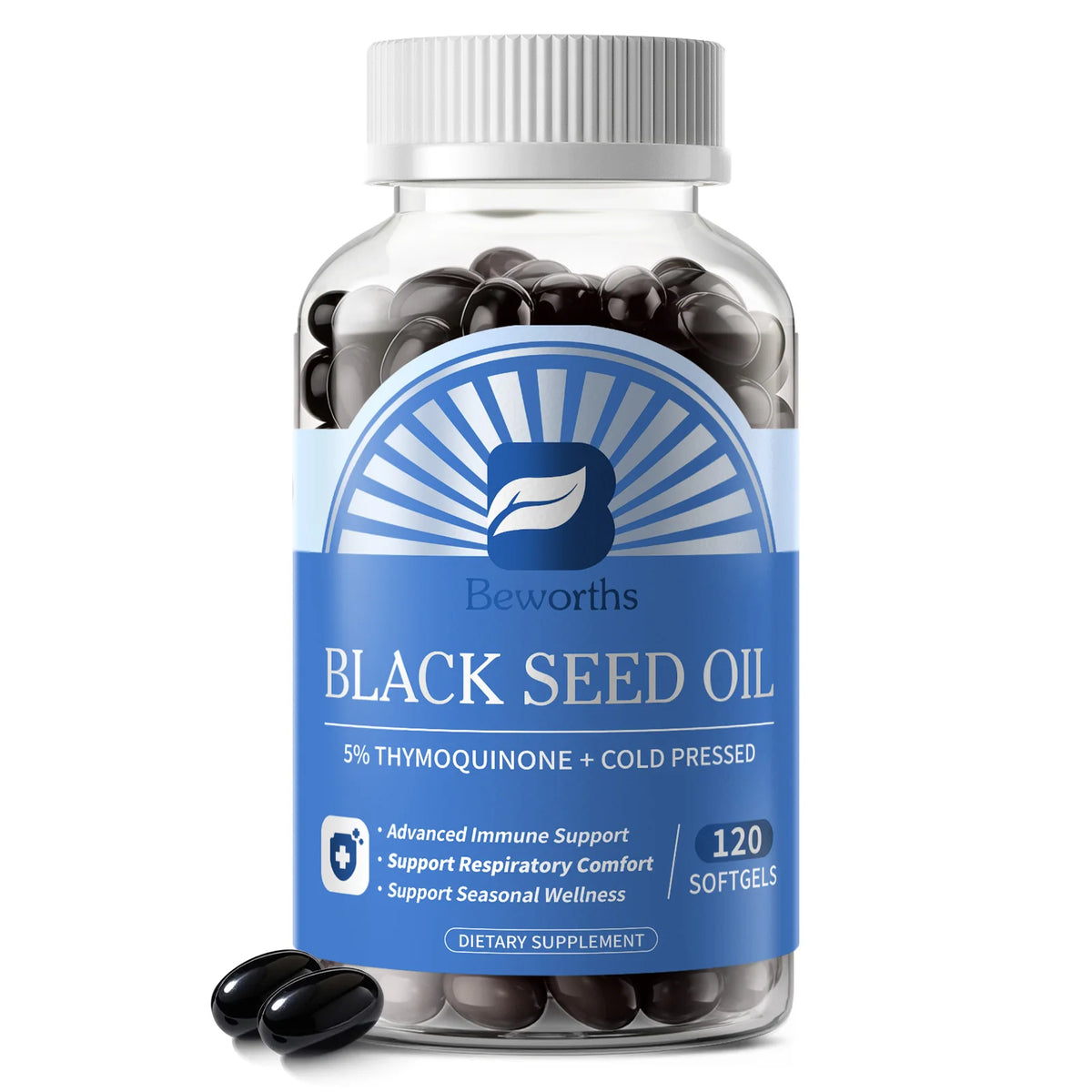 Beworths Black Seed Oil Capsules With Elderberry And Vitamin D3