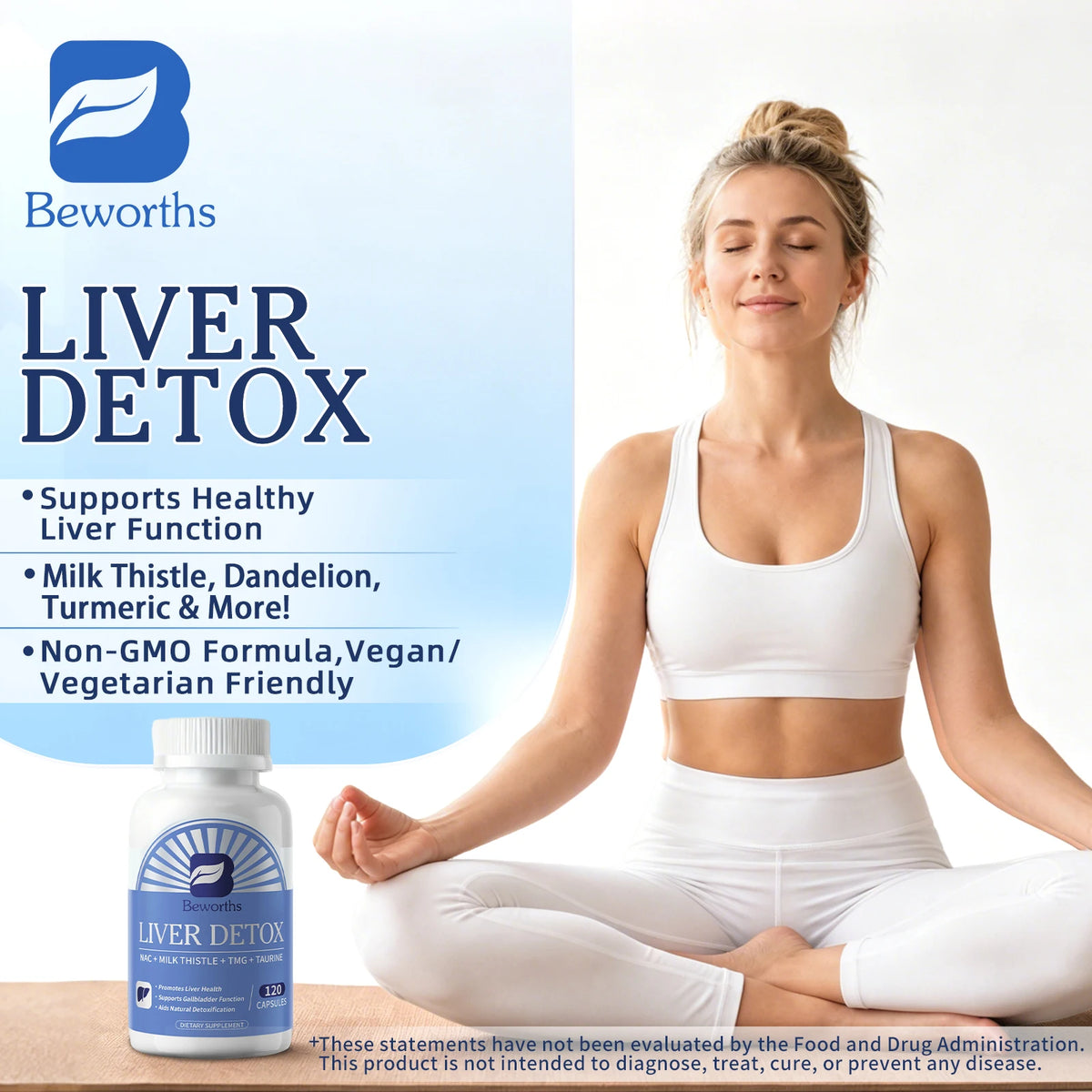 Beworths Liver Detox Pills With Milk Thistle NAC Taurine Supplement