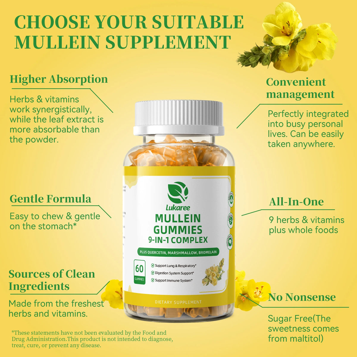 Beworths Mullein Gummies For Lung Respiratory And Immune System Support