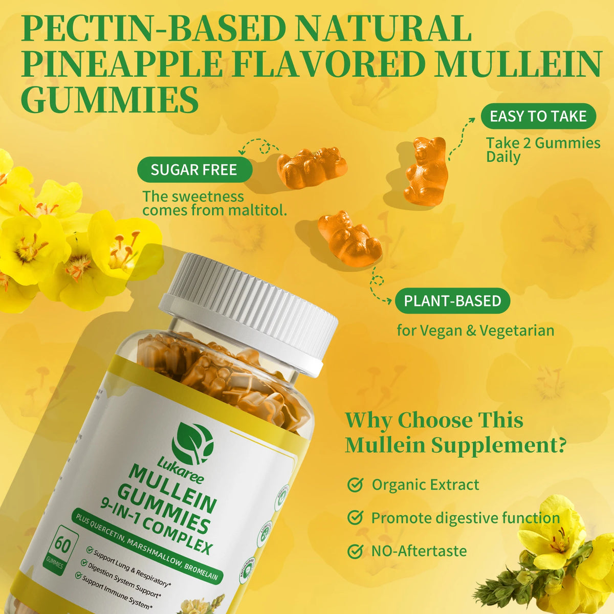 Beworths Mullein Gummies For Lung Respiratory And Immune System Support