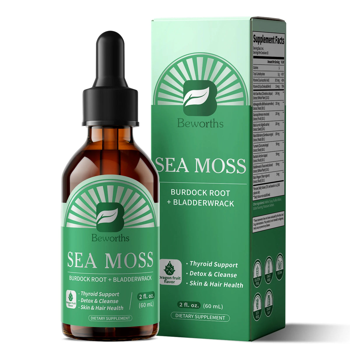 Beworths Irish Sea Moss Drops With Ashwagandha Black Seed Oil