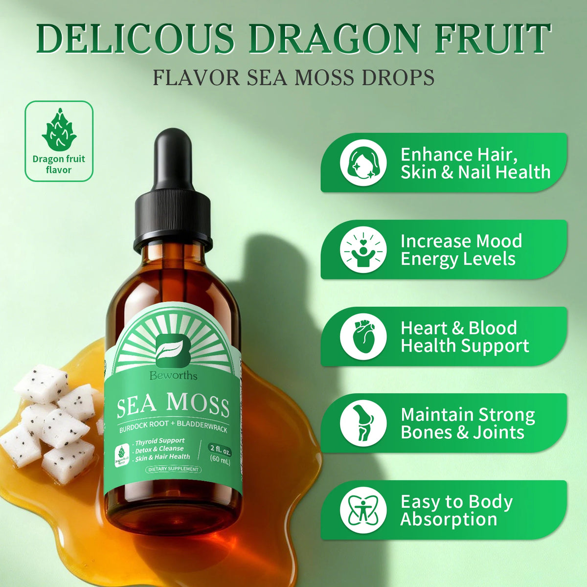 Beworths Irish Sea Moss Drops With Ashwagandha Black Seed Oil