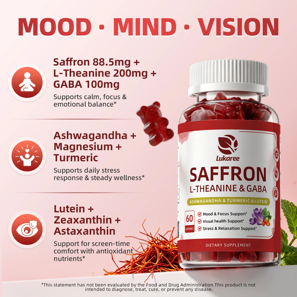 Beworths Saffron Gummies With Ashwagandha Magnesium Turmeric Sugar Free