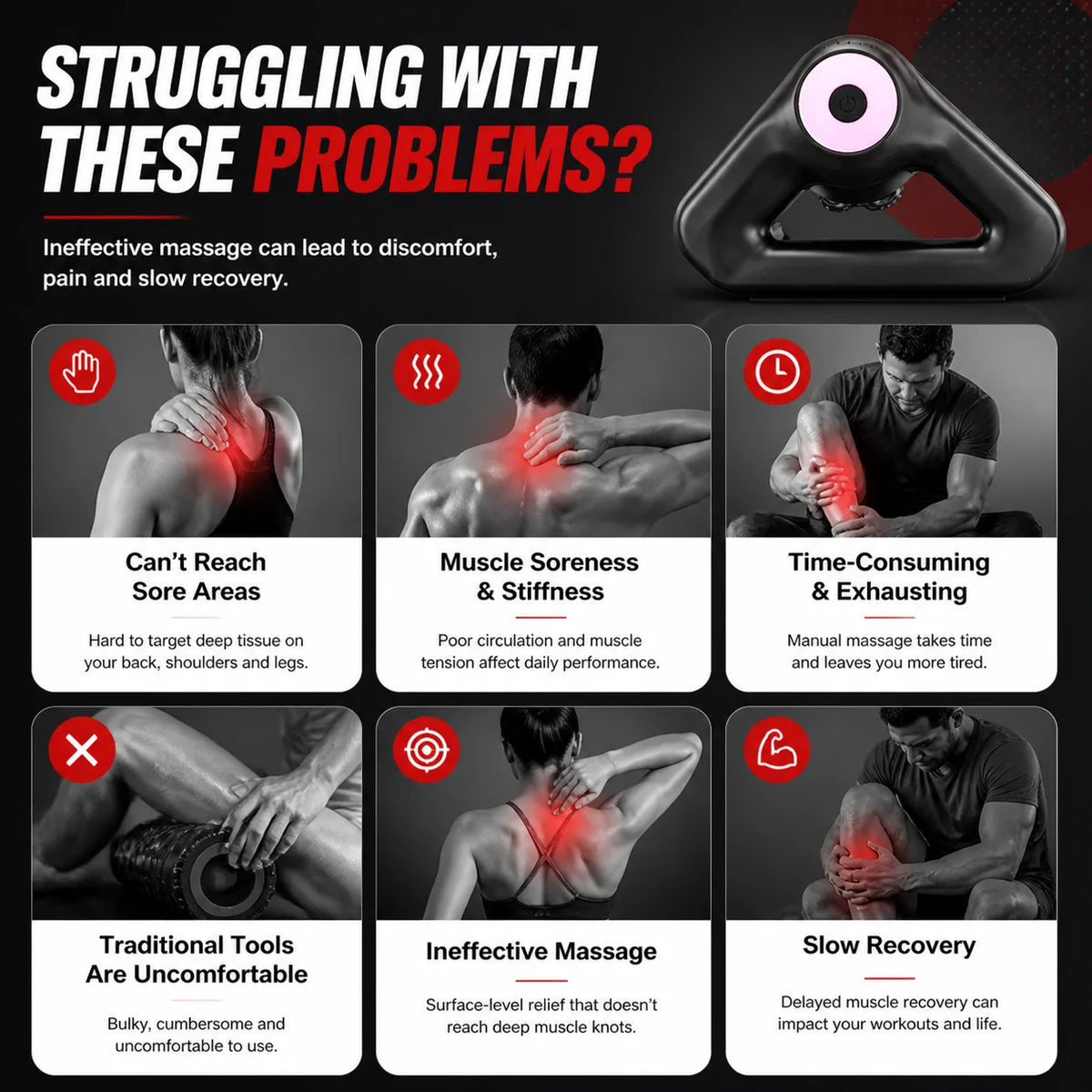 Triangle Electric Massage Roller For Shoulders Back And Legs