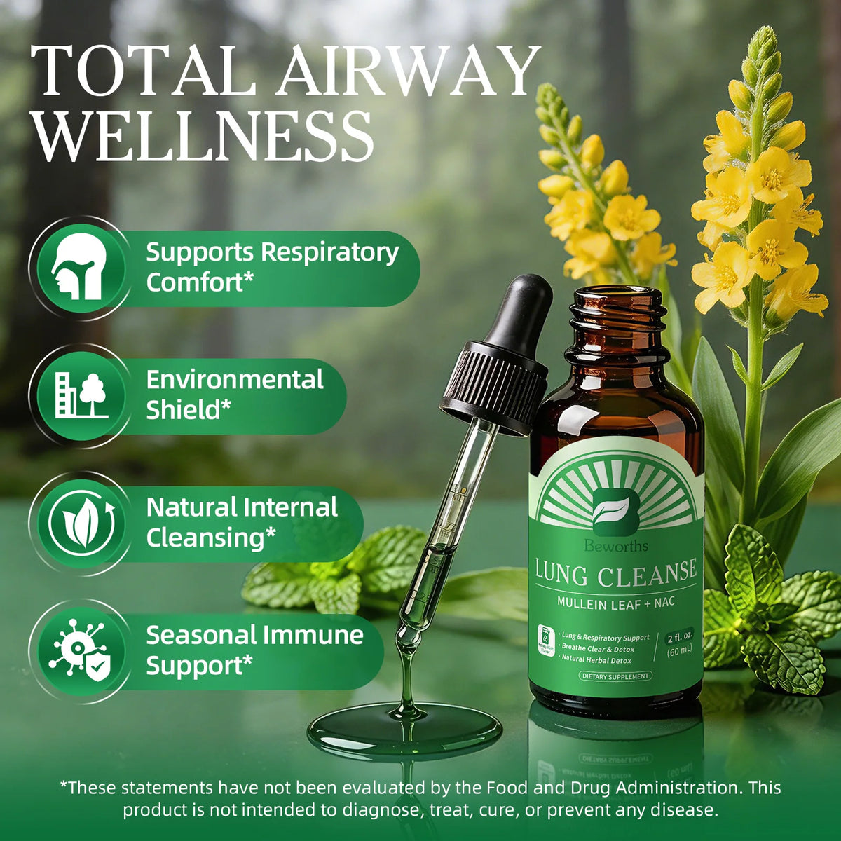 Beworths Mullein And Elderberry Drops For Respiratory Support