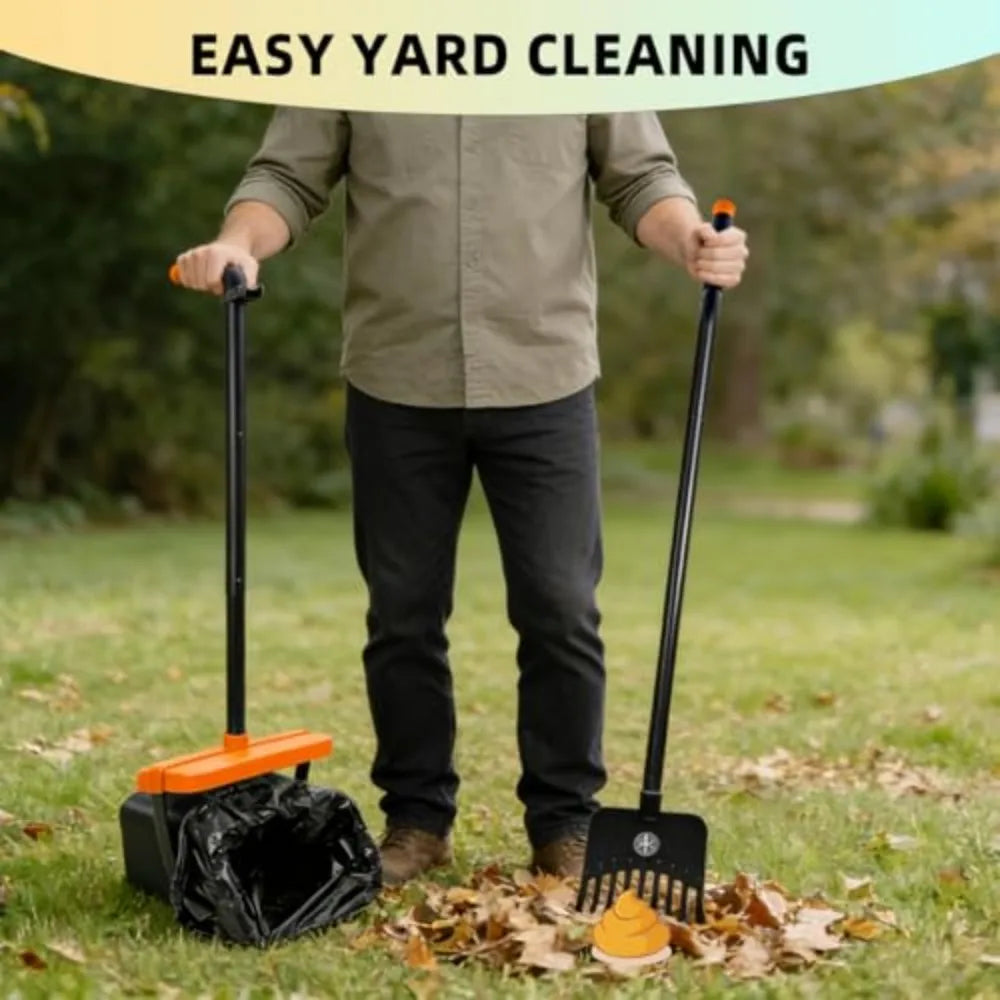 Retractable Long Handle Dog Poop Scooper With Swivel Trash Bin