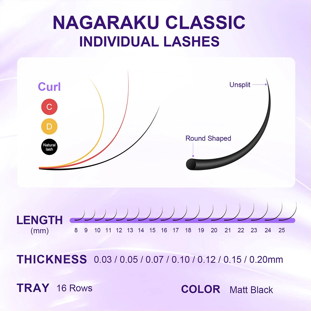 Nagaraku Individual Eyelash Extensions Synthetic Hair Natural Style