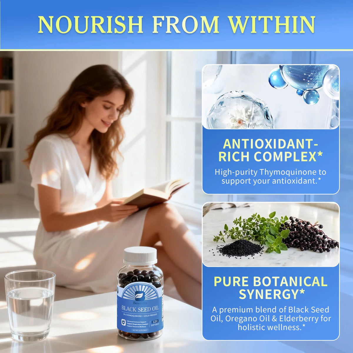 Beworths Black Seed Oil Capsules With Elderberry And Vitamin D3