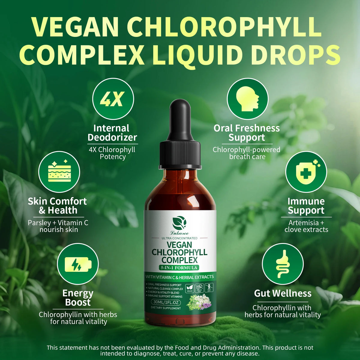 Lukaree Chlorophyll Liquid Drops Supports Natural Cleansing And Immunity