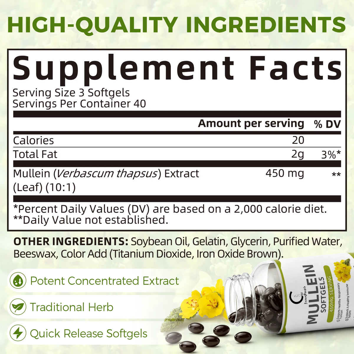 Minch Natural Mullein Leaf Capsules For Respiratory Health
