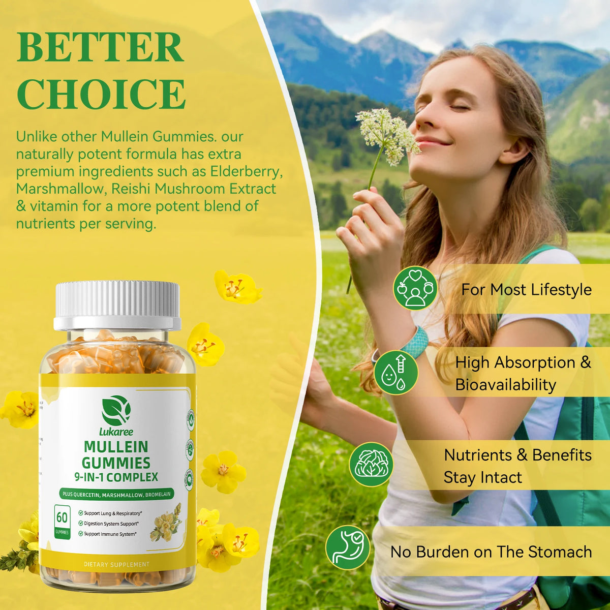 Beworths Mullein Gummies For Lung Respiratory And Immune System Support
