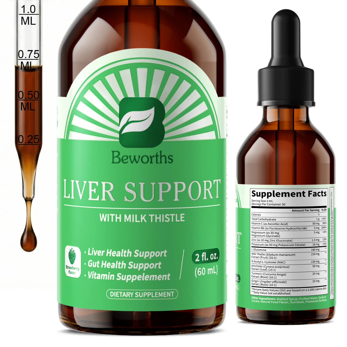 Beworths Liver Health Support Drops With Milk Thistle And Glutamine