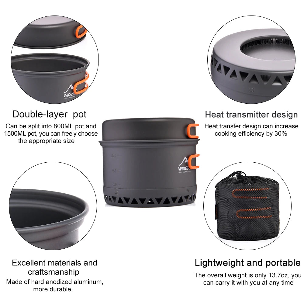 Widesea Foldable Camping Cookware Set Aluminum Outdoor Kitchen Kit