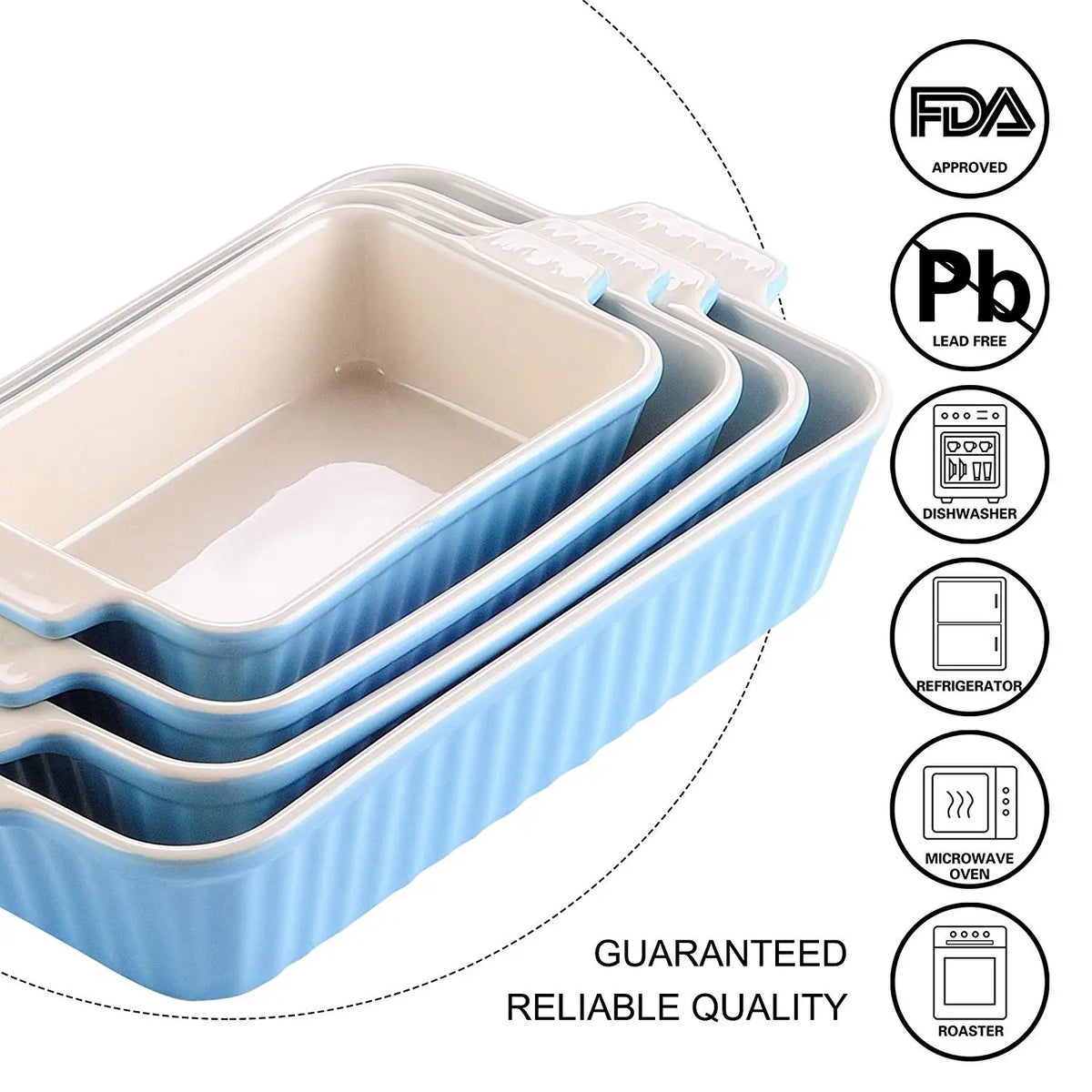 MALACASA Ceramic Baking Dish Set With Handles For Lasagna