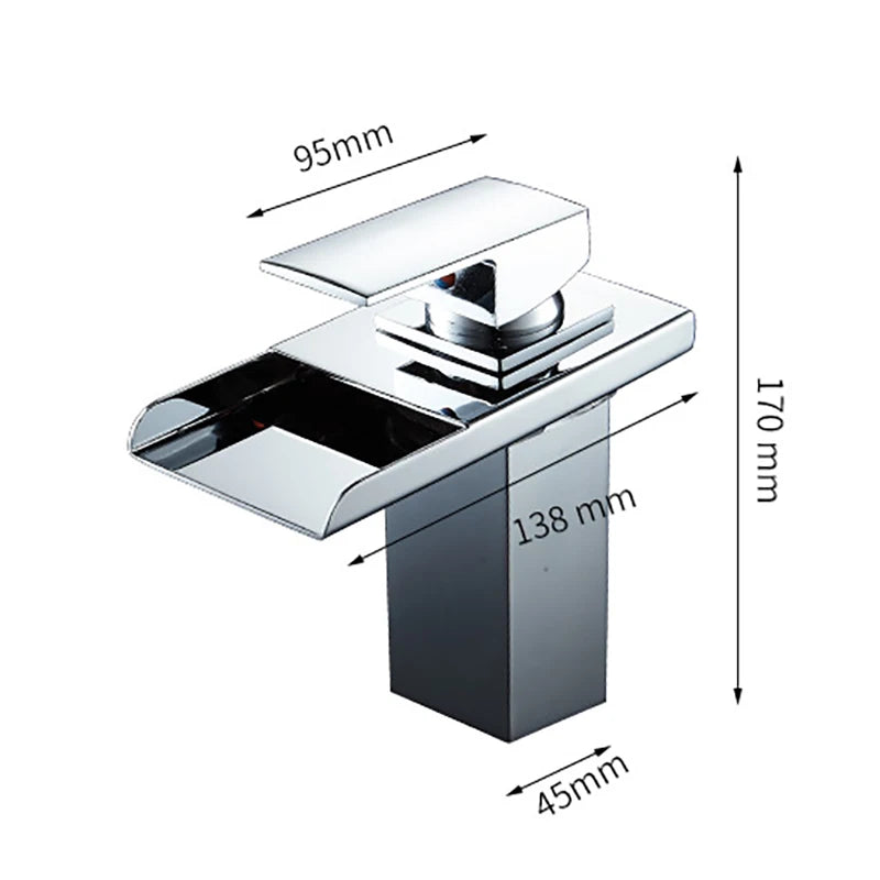 MYQualife LED Waterfall Basin Faucet Deck Mounted Sink Mixer