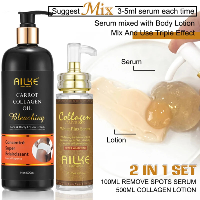 AILKE Skin Whitening Face And Body Serum With Organic Collagen