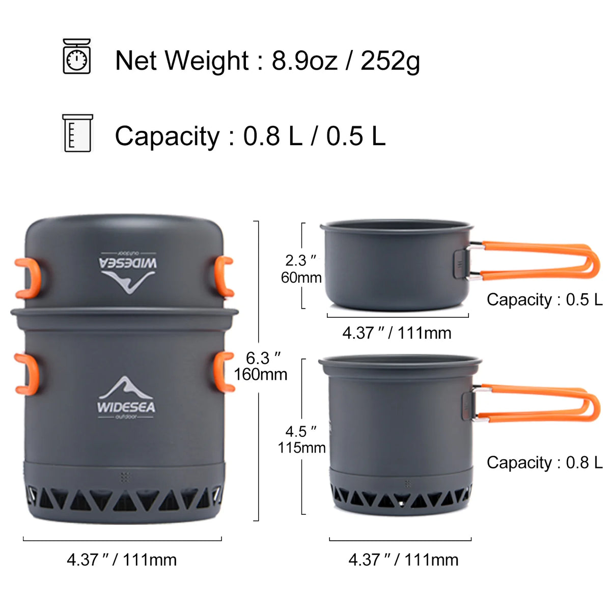Widesea Foldable Camping Cookware Set Aluminum Outdoor Kitchen Kit