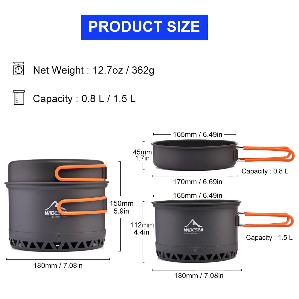 Widesea Foldable Camping Cookware Set Aluminum Outdoor Kitchen Kit
