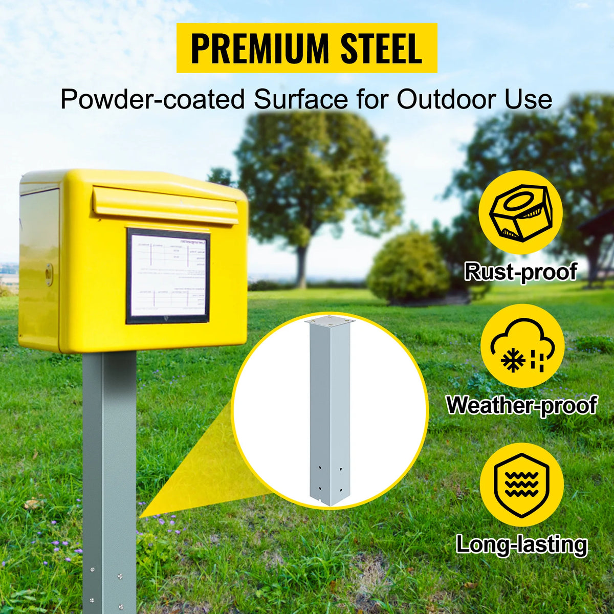 Vevor Steel Mailbox Post Stand With Powder Coated Finish