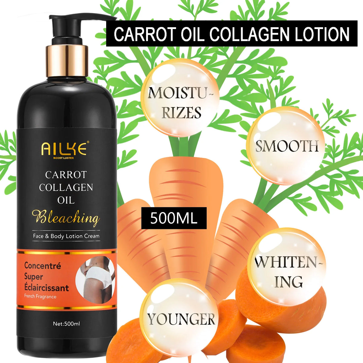 Ailke Whitening Body Lotion With Collagen And Natural Carrot Oil