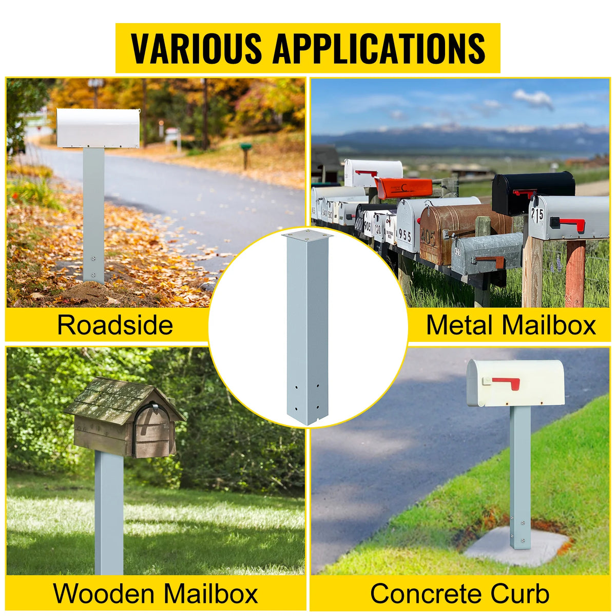 Vevor Steel Mailbox Post Stand With Powder Coated Finish
