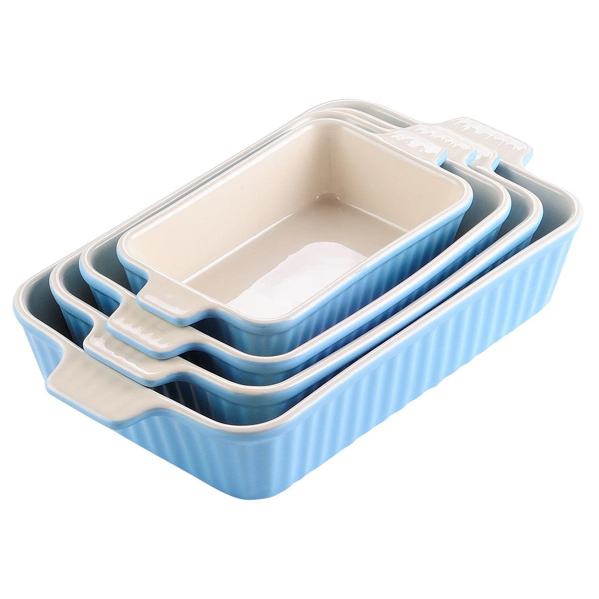MALACASA Ceramic Baking Dish Set With Handles For Lasagna