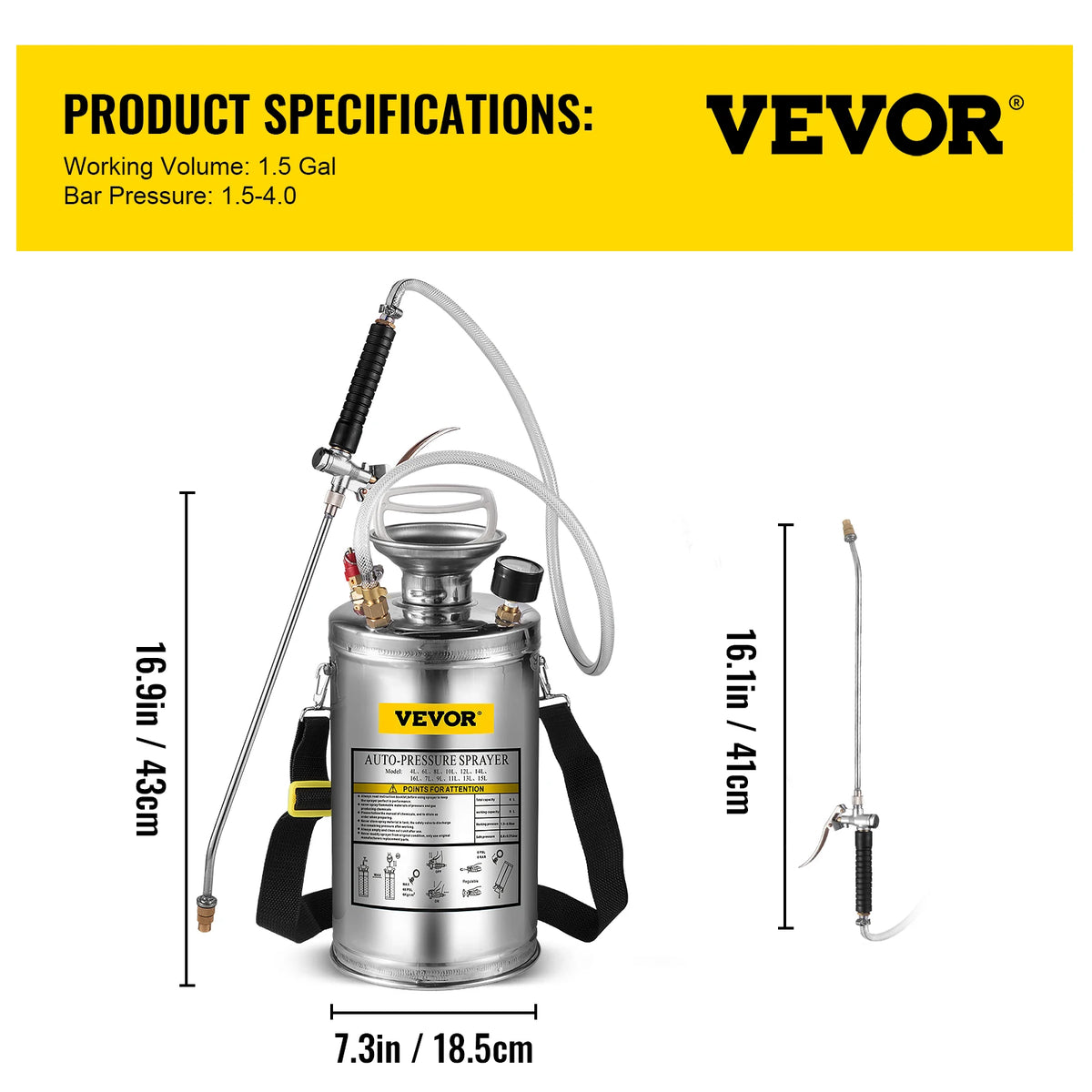 SucceBuy Stainless Steel Hand Powered Garden Sprayer Pump
