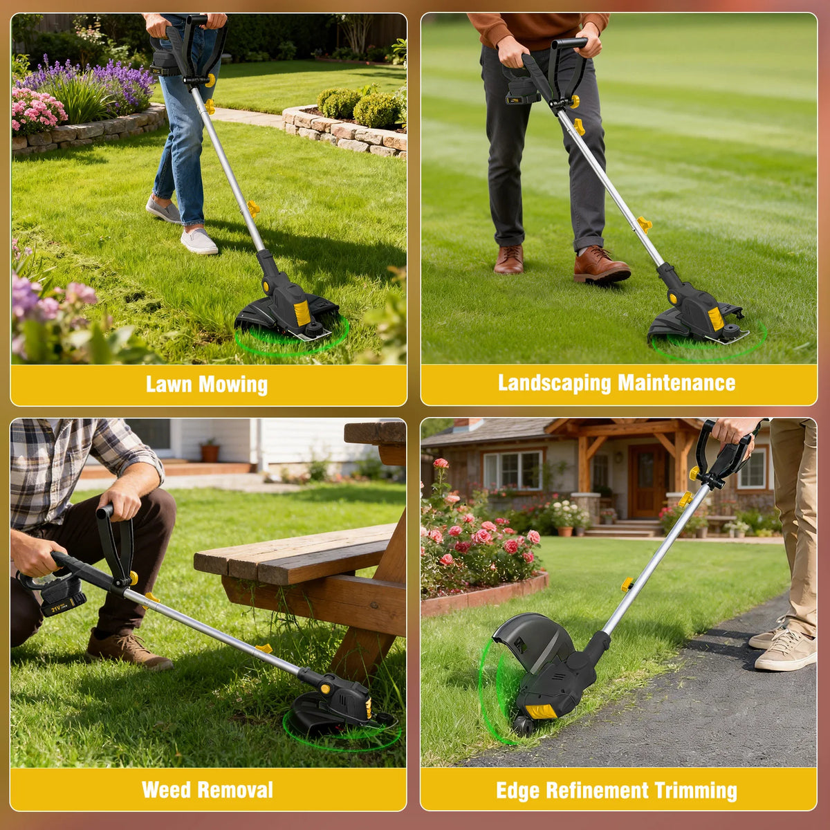 Cordless 3-in-1 String Trimmer and Lawn Edger with Battery Charger