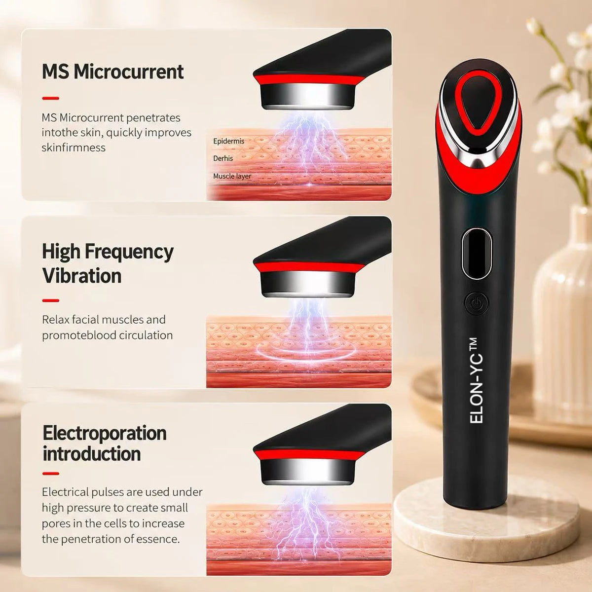 EMS Microcurrent Facial Massager Device For Skin Care And Lifting