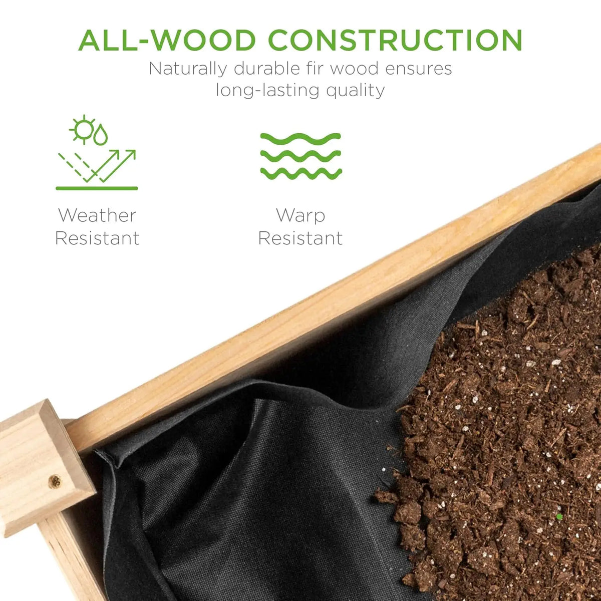 Elevated Fir Wood Planter Box With Drainage For Outdoors