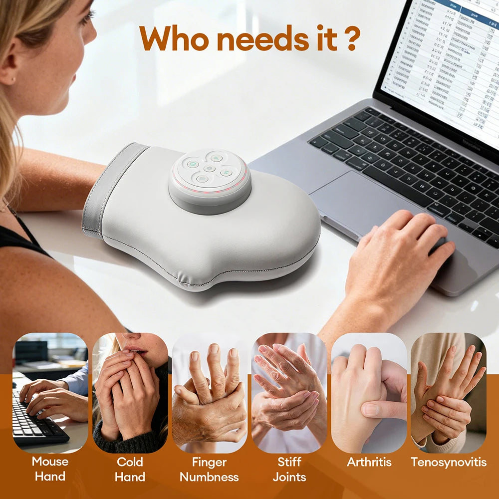 Wireless Air Compression Hand Massager With Red Light Therapy