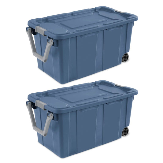 Sterilite Industrial Wheeled Plastic Storage Bin With Handle