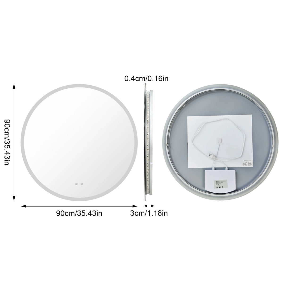 dimmable round LED bathroom mirror