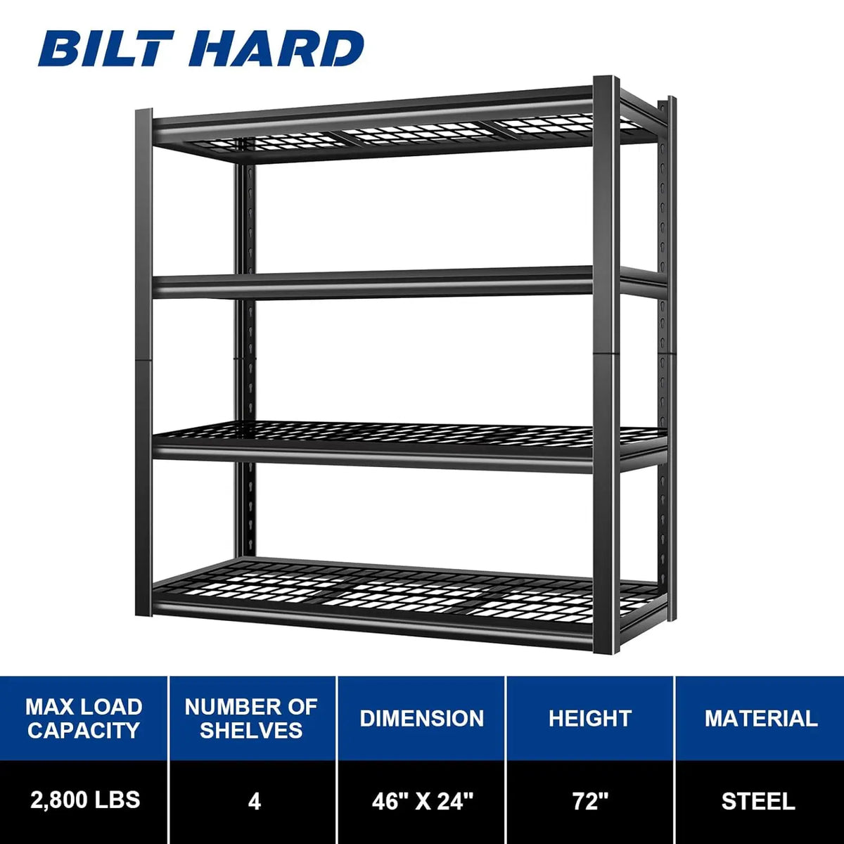Heavy Duty 4 Tier Metal Garage Adjustable Storage Shelf Unit