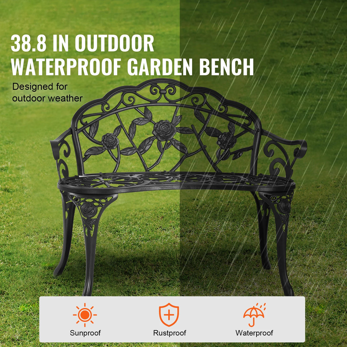 SucceBuy Heavy Duty Wooden Outdoor Garden Bench For Patio