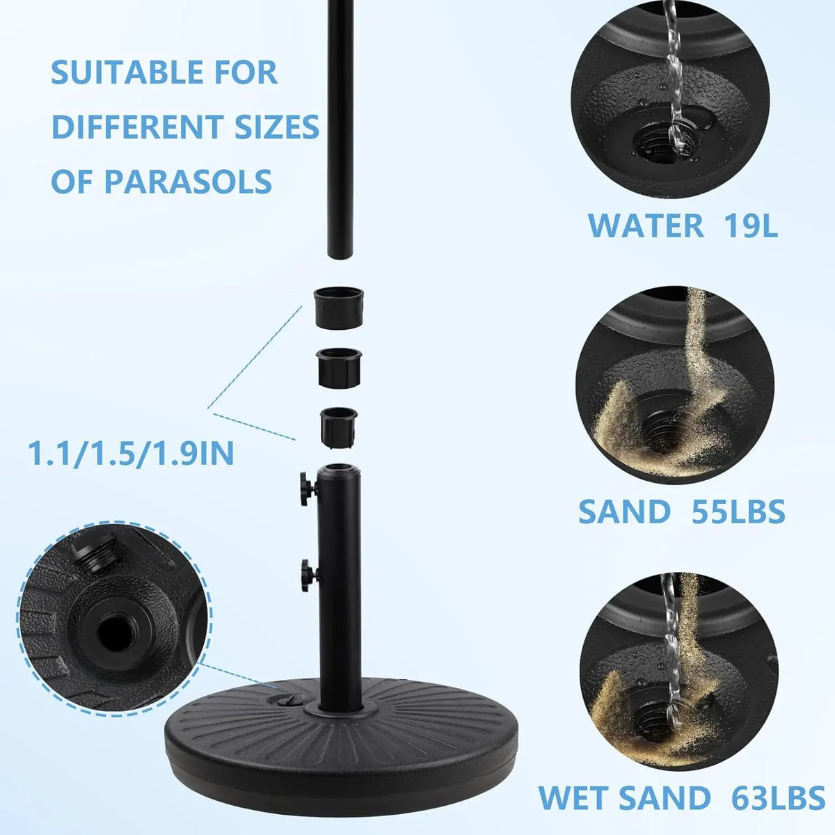 Heavy Duty Patio Umbrella Weighted Anchor Base For Outdoors