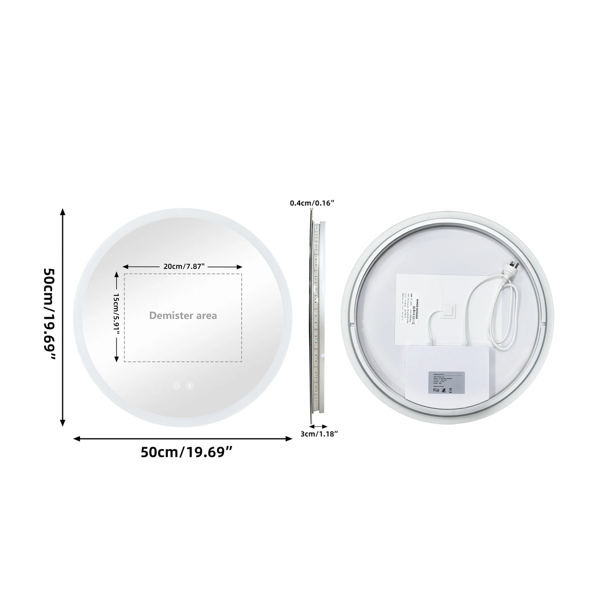 dimmable round LED bathroom mirror