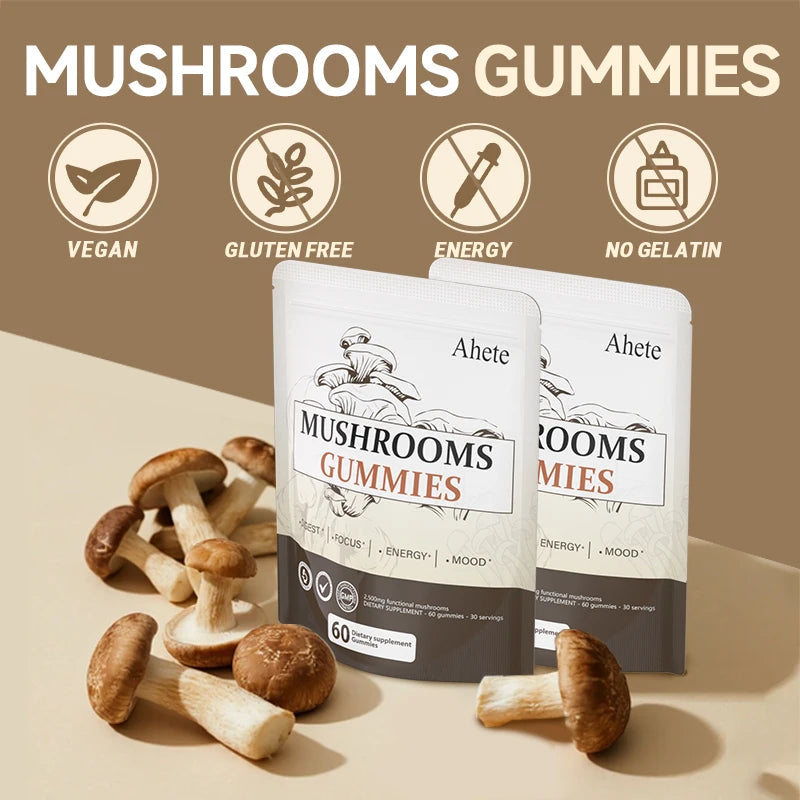 Ahete Seven Mushroom Gummies With Turkey Tail Reishi And Ashwagandha