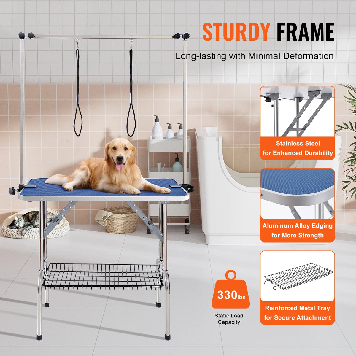 Foldable Pet Grooming Table With Clamp And Adjustable Arms