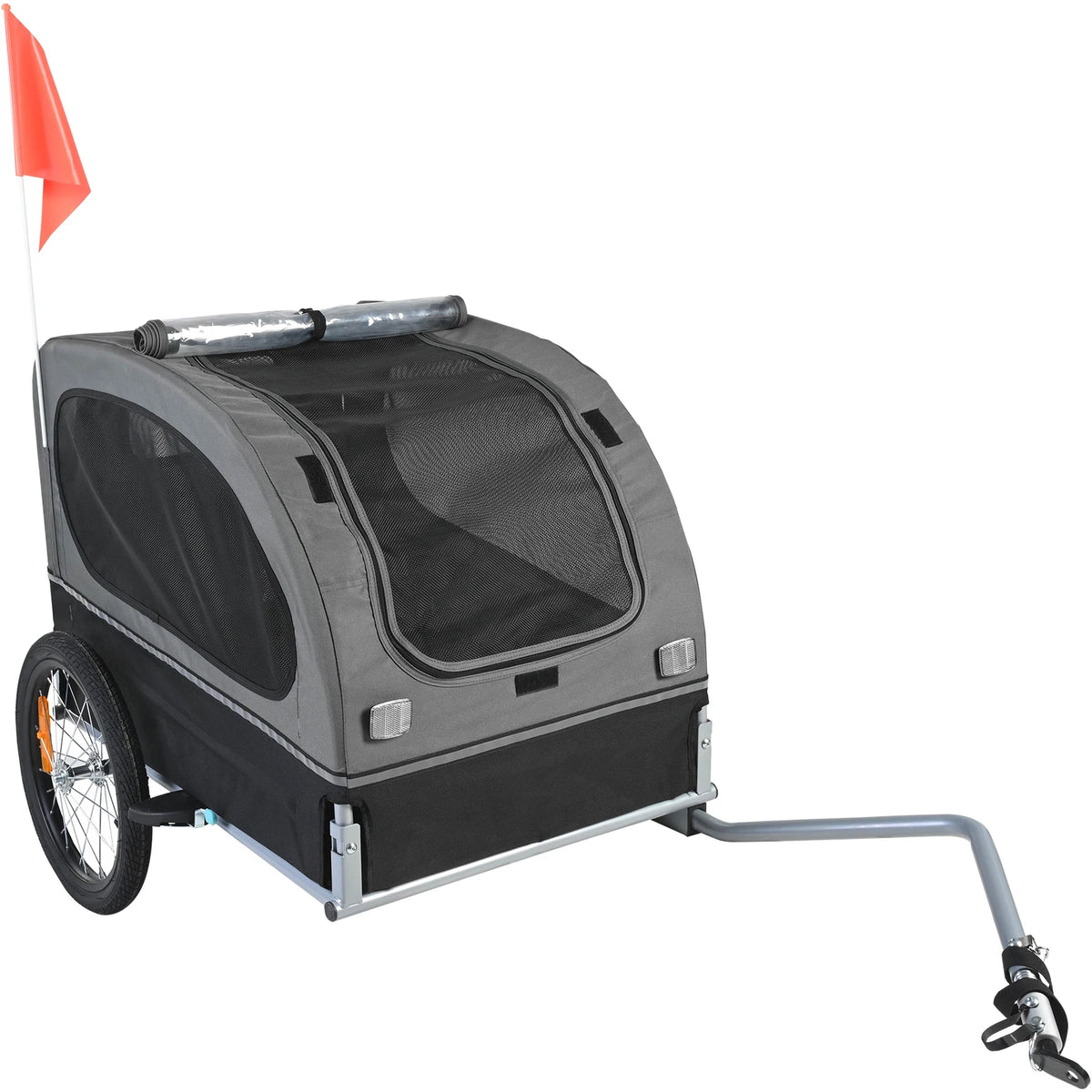 Collapsible Dog Bike Trailer With Coupler And Reflective Flag