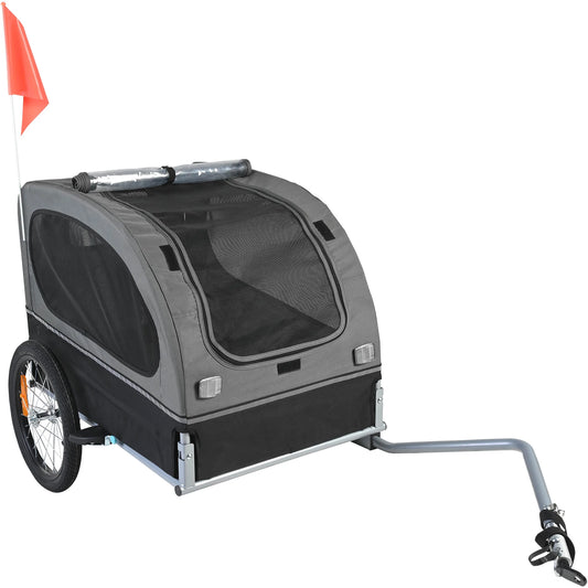 Collapsible Dog Bike Trailer With Coupler And Reflective Flag