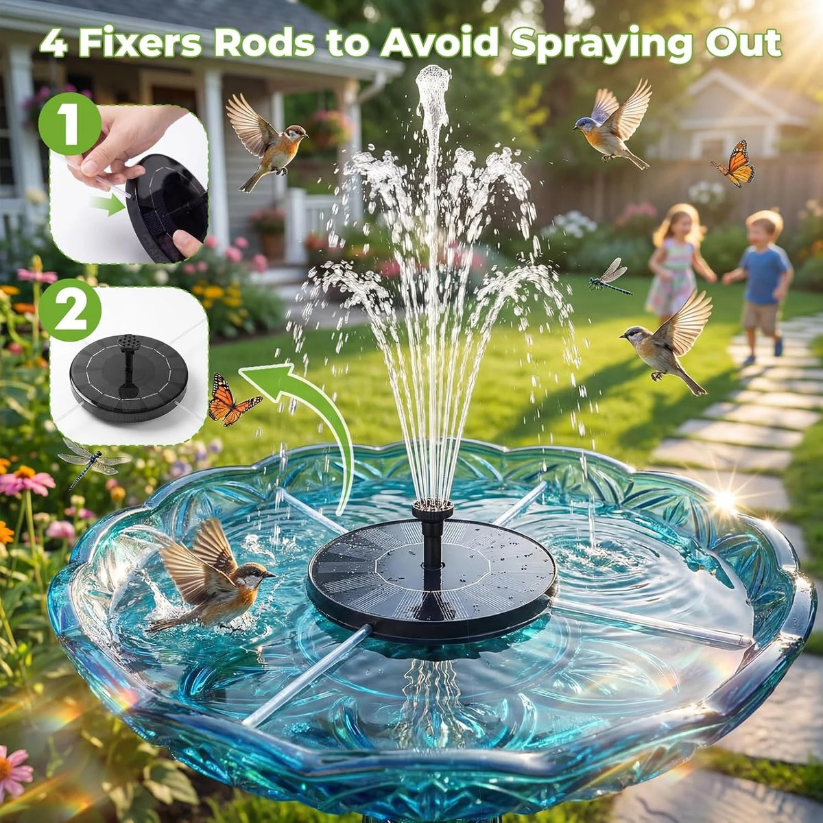 Floating Solar Fountain With 6 Nozzles For Garden Pond Decor
