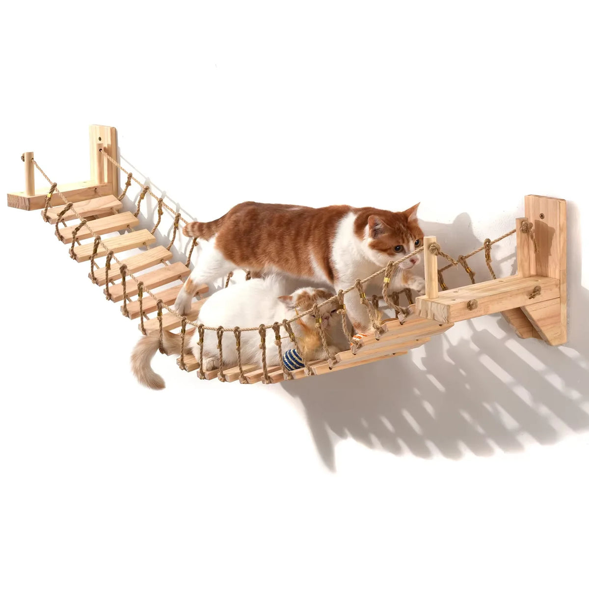 Indoor Wall Mounted Cat Roped Bridge With Sisal Steps