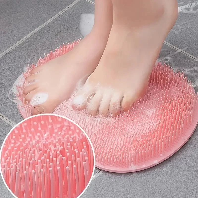 Rubber Exfoliating Foot Brush And Back Scrubber With Suction Cup