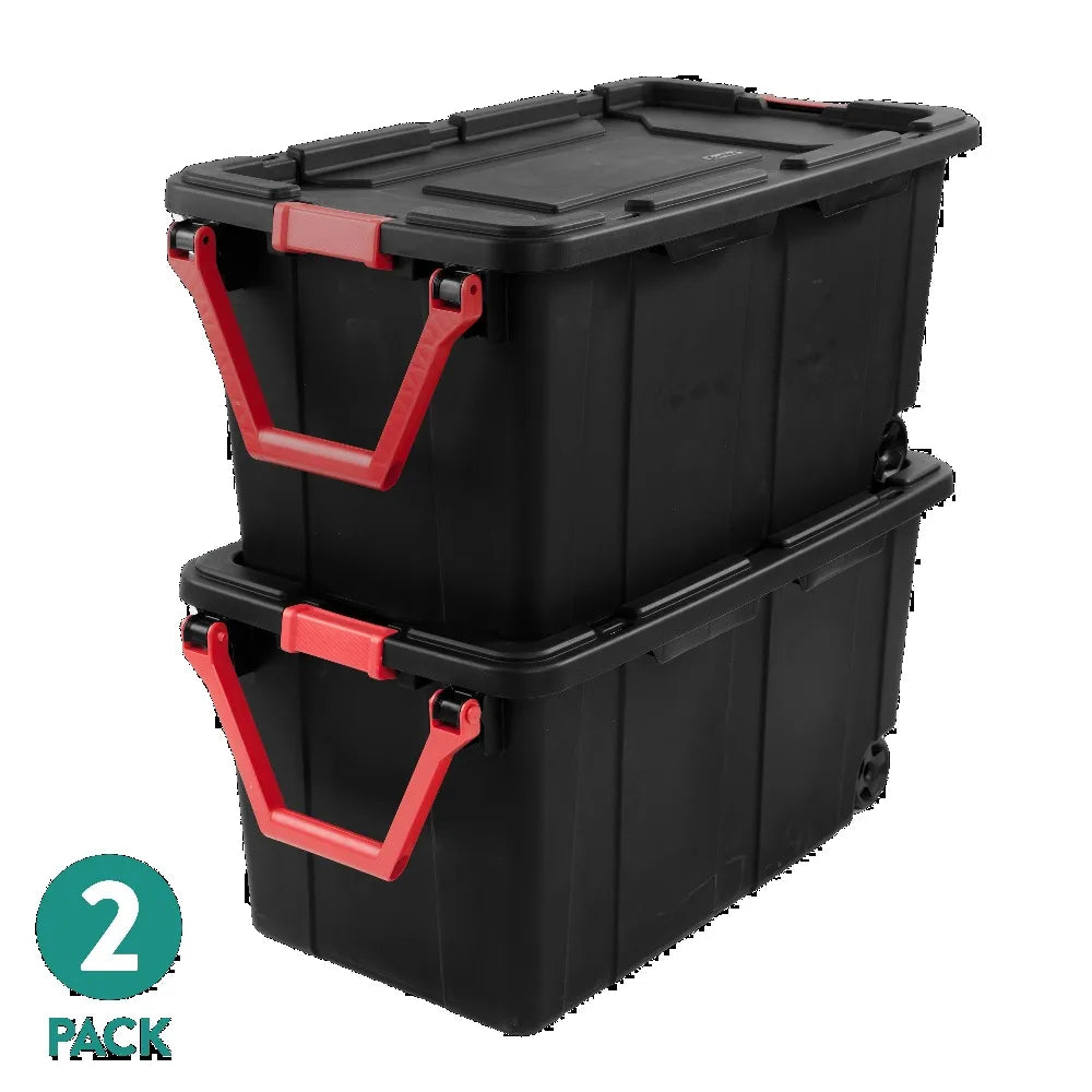 Sterilite Industrial Wheeled Plastic Storage Bin With Handle
