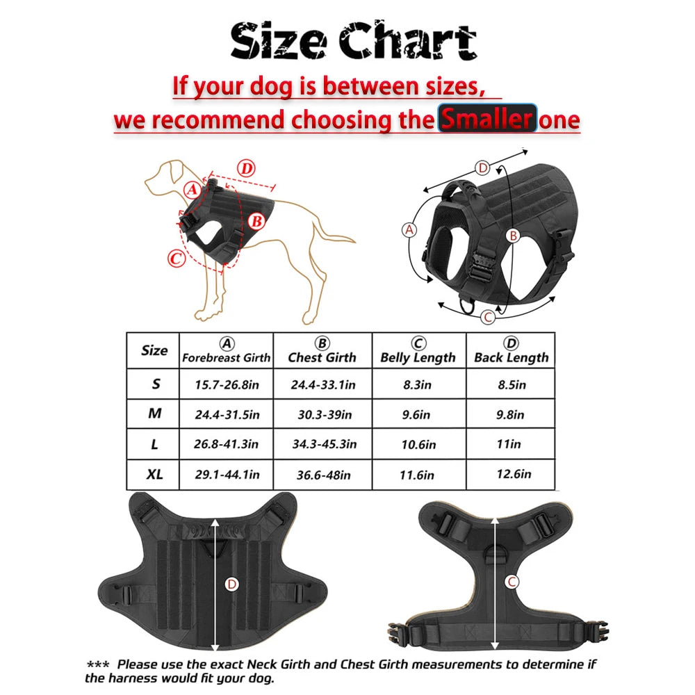 Tactical Nylon Molle Dog Harness Vest With Padded Quick Release