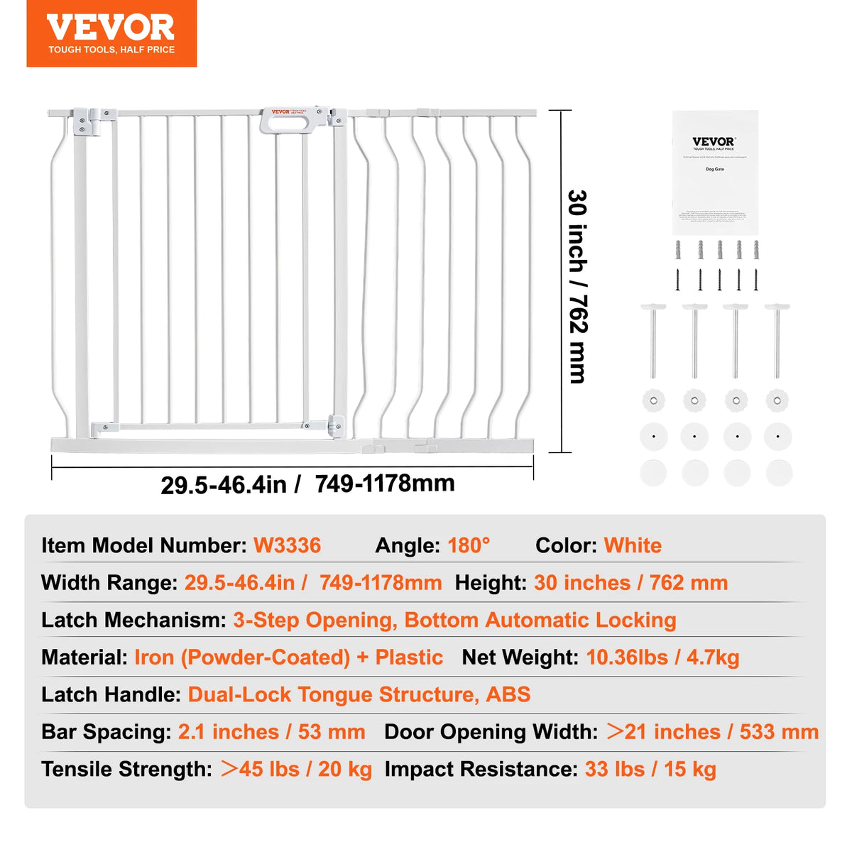 SucceBuy Pressure Mount Walk Through Baby And Pet Safety Gate